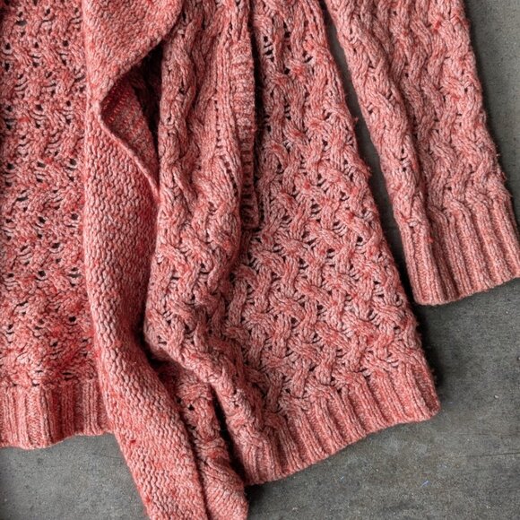 Anthropologie Knitted & Knotted Lilitz Cardigan Sweater Red Ivory Collar large - Picture 6 of 12